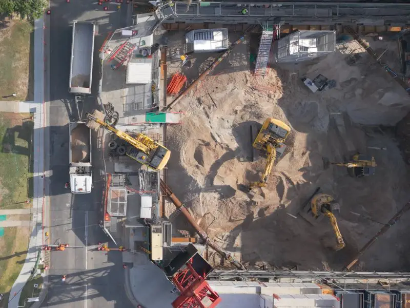 Aerial construction site used for traffic management development application planning